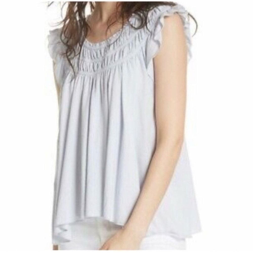 We The Free People Coconut Top Gathered Purple Cloud Size Large
